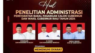 KPU Riau Minta Masyarakat Tanggapi Tiga Paslon Gubri yang Dinyatakan Penuhi Syarat