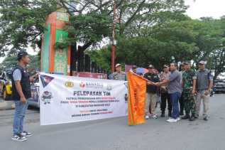 Kapolres Inhu dan Stakeholder Terkait, Lepas Satgas Anti Money Politics Masa Tenang Pemilu