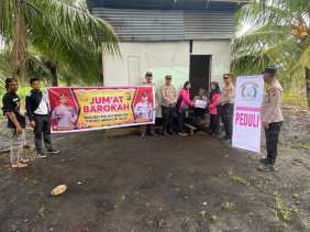 Polsek Pulau Burung dan Bhayangkari Bagi Sembako, Wujud Kepedulian dan Cooling System