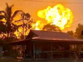 Pipa Gas PT TGI di Inhil Bocor dan Semburkan Api