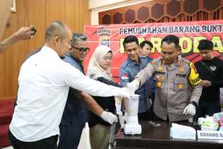 Polres Kuansing Gelar Press Release Pemusnahan Barang Bukti Narkotika